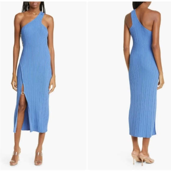 CULT GAIA Gracie One-shoulder Knit Dress In Blue Size XS - Picture 3 of 13